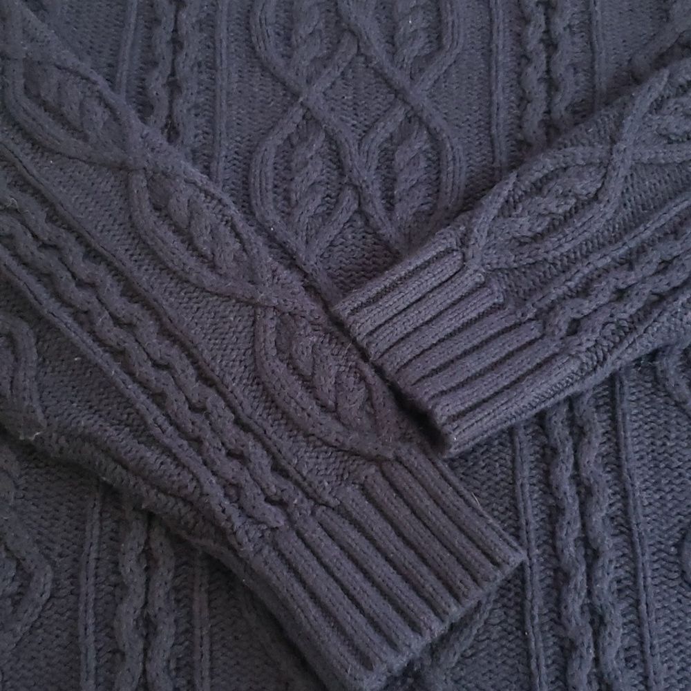 GAP Fisherman Sweater Men's XL Navy Crewneck Cable Knit Classic Academia Casual